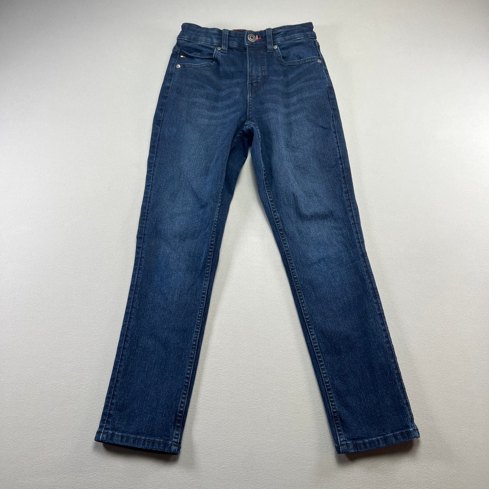 Tommy Hilfiger Jeans Boys 10 Blue Denim Cotton Stretch Dark Wash Straight Leg